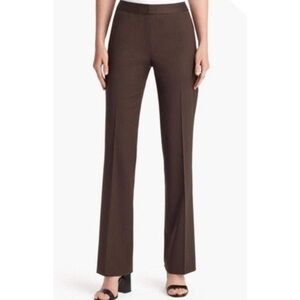 Lafayette 148 New York | Irving Chocolate Brown Wool Straight Leg Trousers Sz 12
